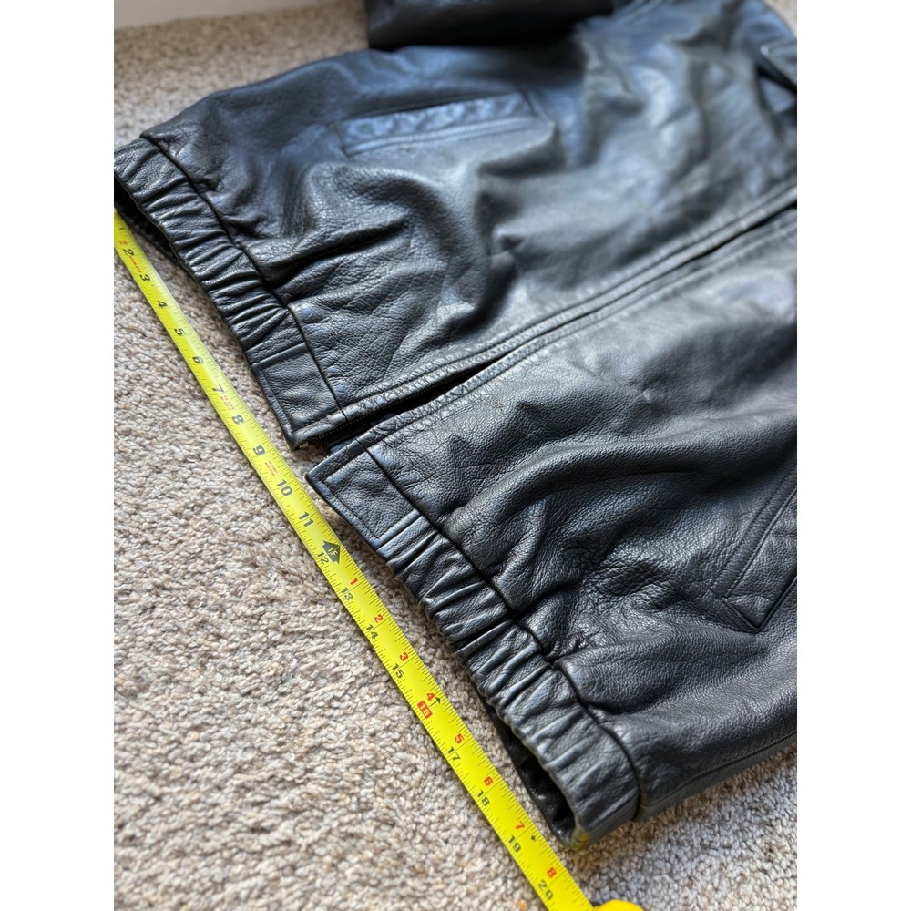 St. John Bay Leather Jacket men XLT Black Bomber Lined Collared - Picture 10 of 13